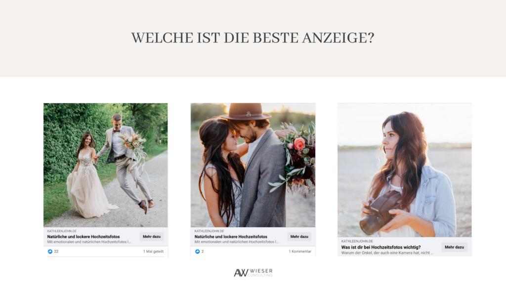 Werbeanzeigen für Hochzeitsfotografen