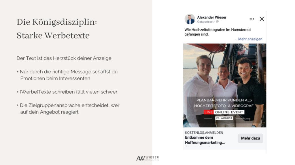 Werbetext Hochzeitsfotograf