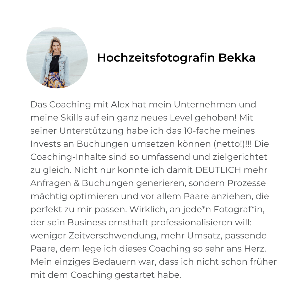 Hochzeitsfotograf Coaching