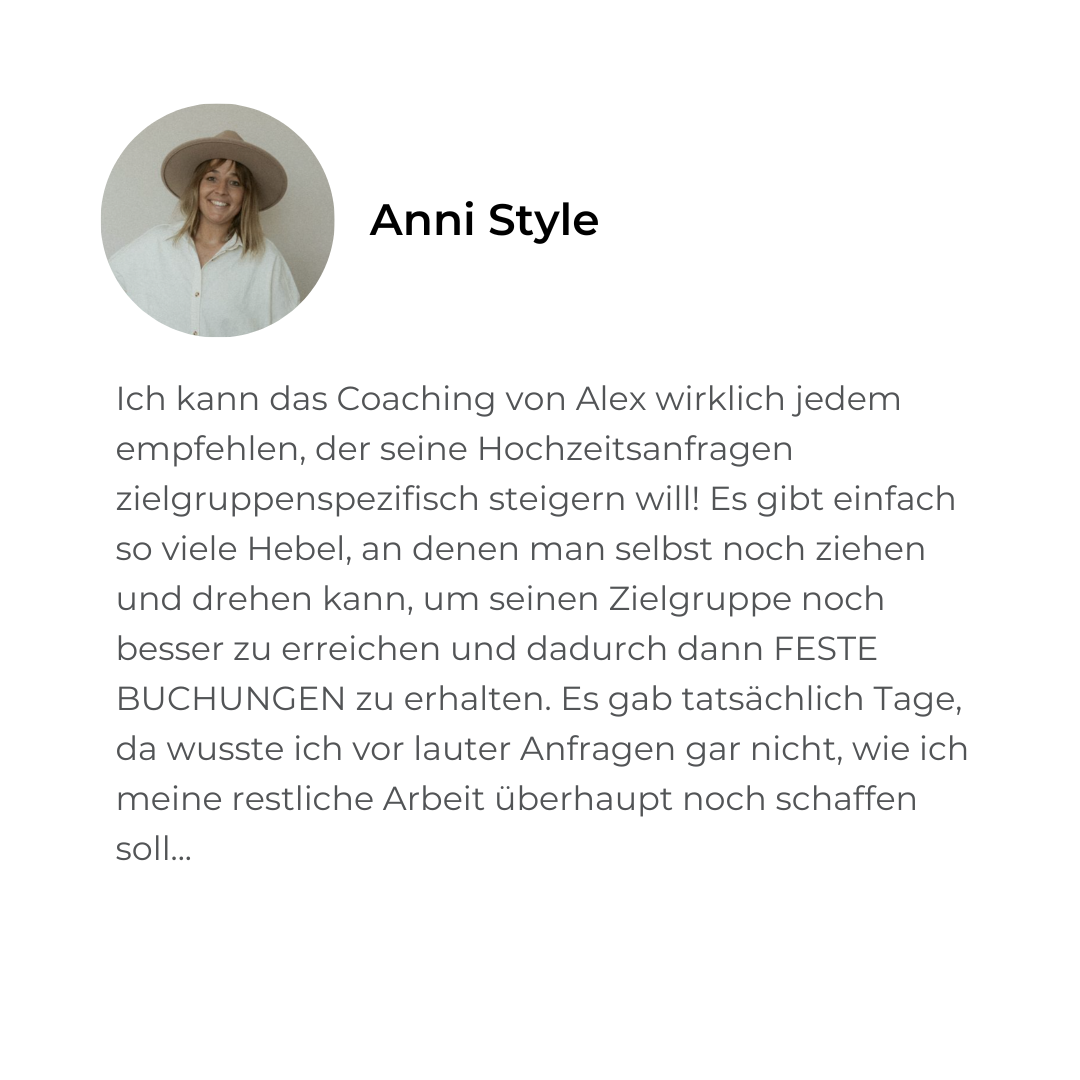 Hochzeitsfotograf Coaching